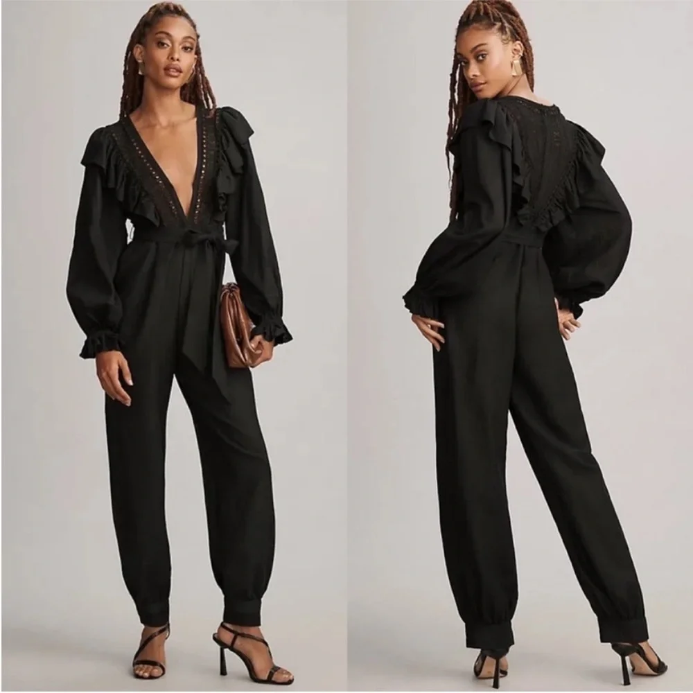 FARM Rio Lace Ruffle Jumpsuit - Picture 1 of 13